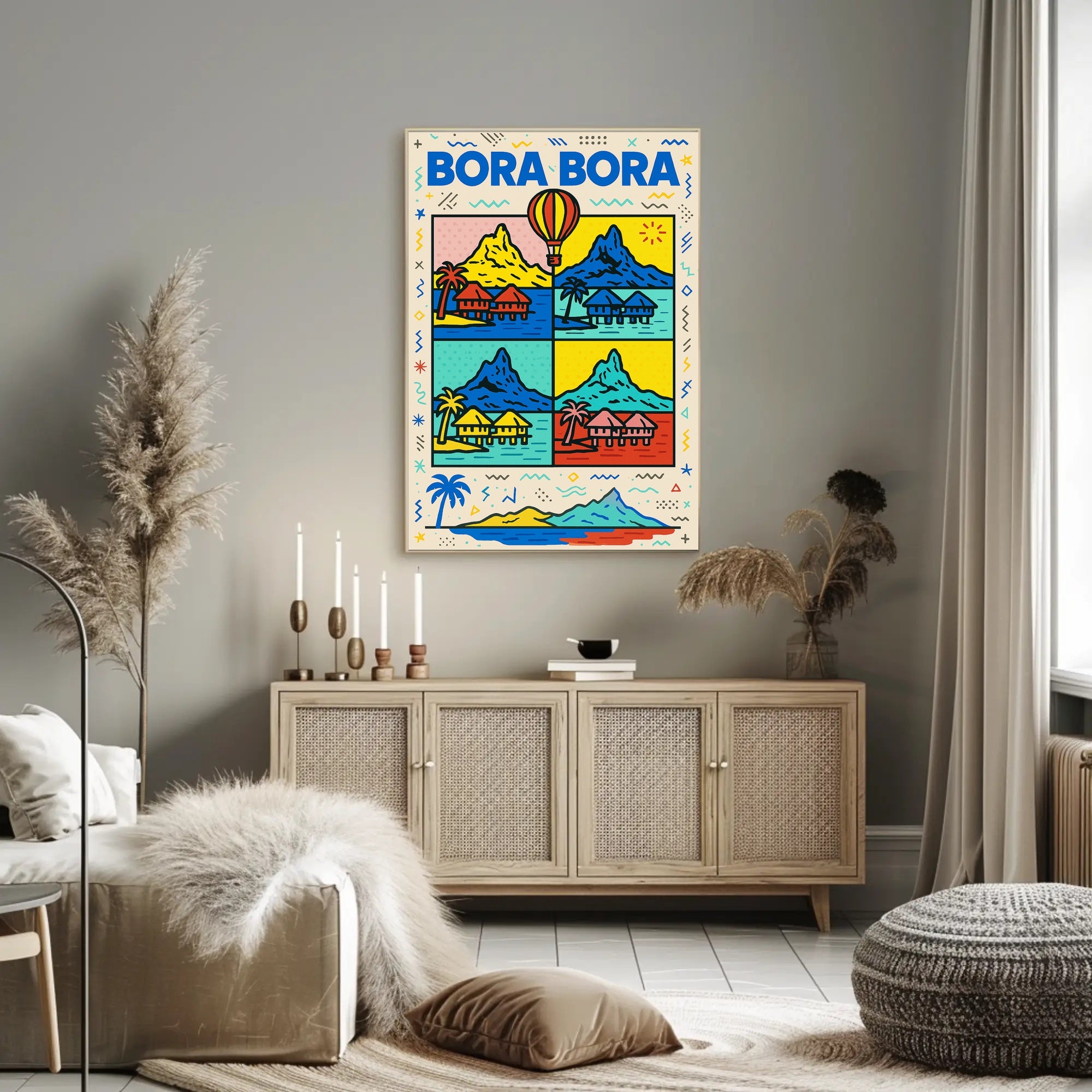 Tropical Bora Bora Pop Art Travel Poster PosterGoat