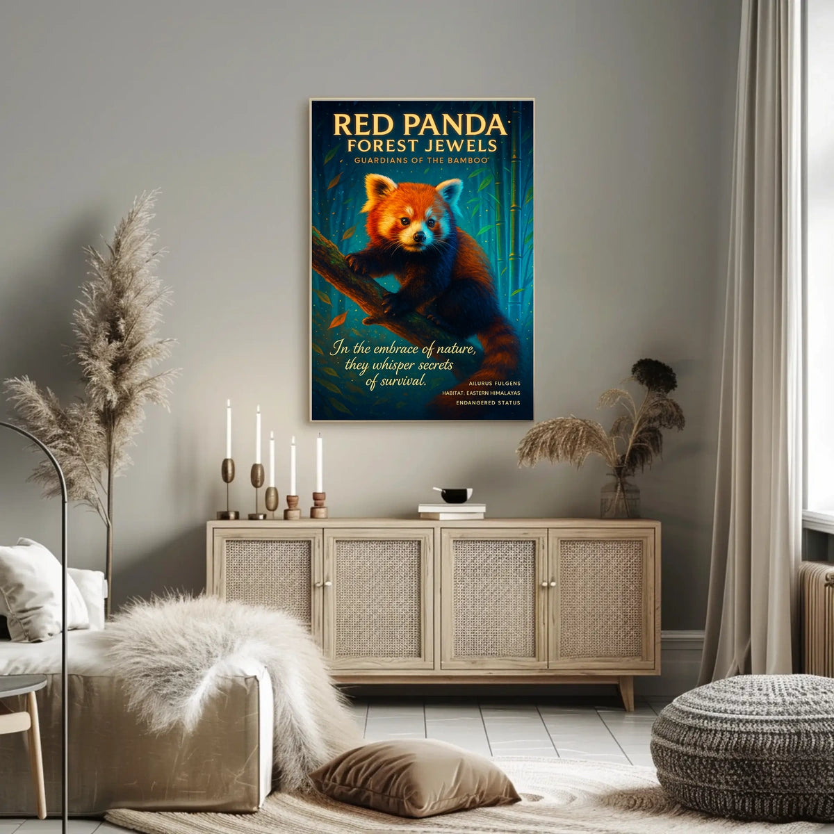 Red Panda Forest Jewels Poster