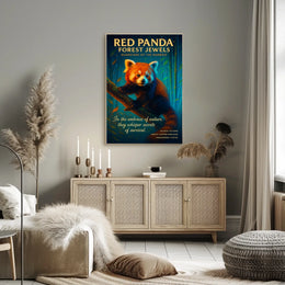 Red Panda Forest Jewels Poster