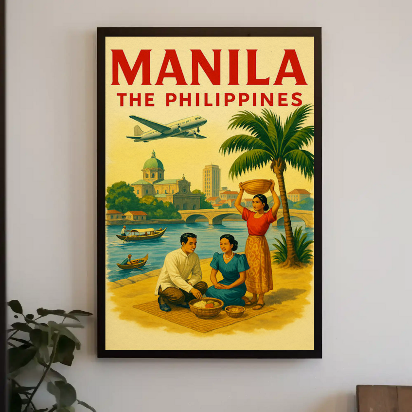 Manila Philippines Bridge Market Heritage Scene Poster