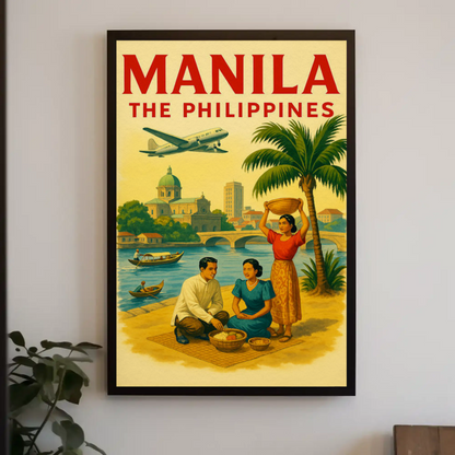Manila Philippines Bridge Market Heritage Scene Poster