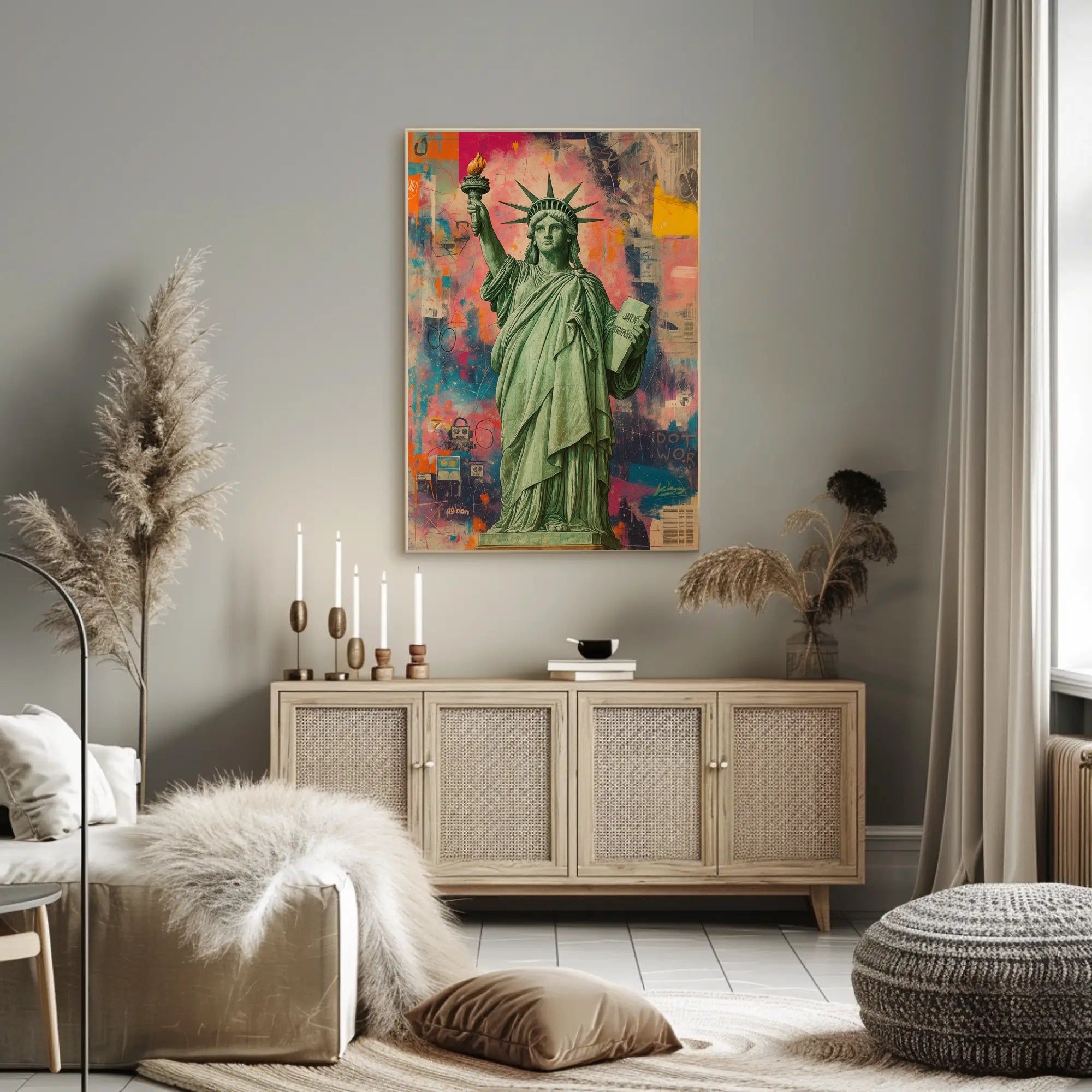 Statue of Liberty Vibrant Pop Art Poster - Abstract, Artistic, or Pop Culture Poster