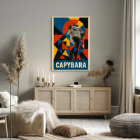 Capybara Art Poster with Geometric Design - Animal Poster