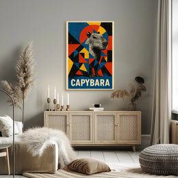 Capybara Art Poster with Geometric Design - Animal Poster