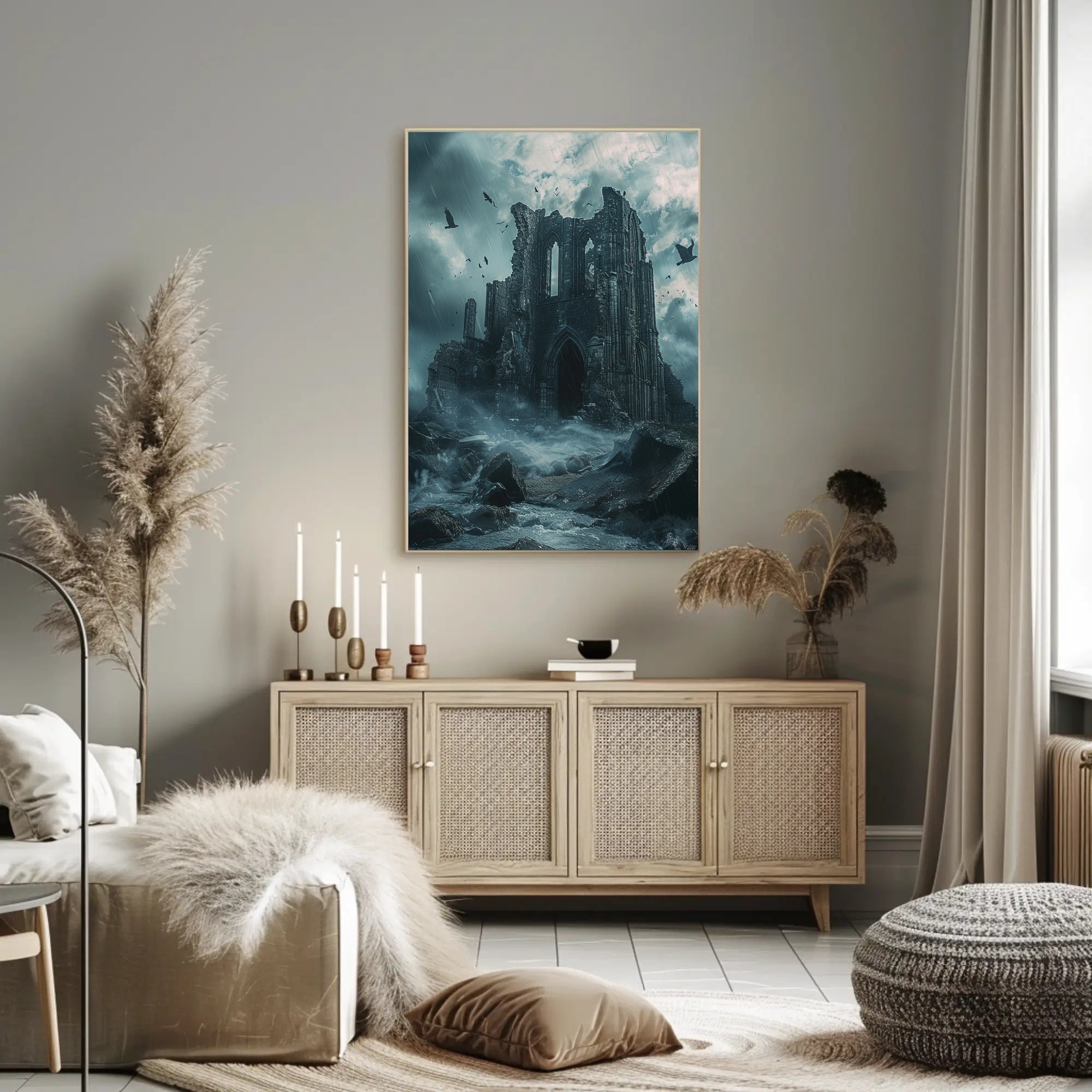 Gothic Ruins in Stormy Landscape Artistic Poster PosterGoat