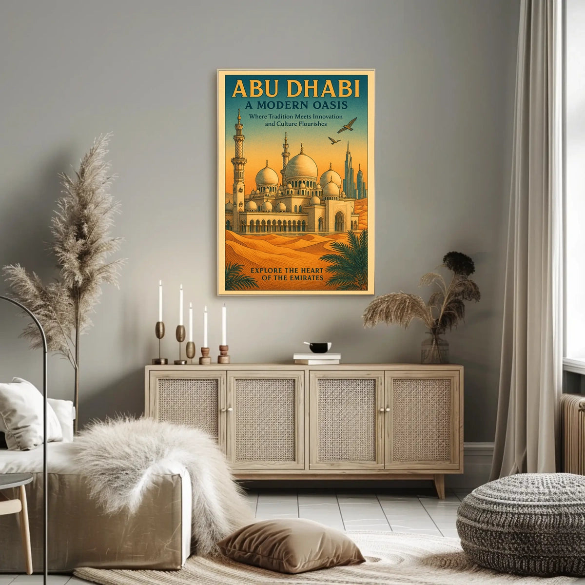 Abu Dhabi Oasis Vintage Travel Poster