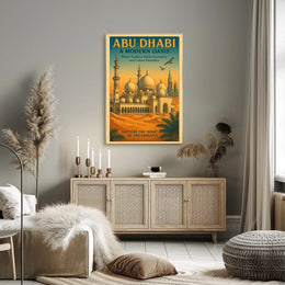 Abu Dhabi Oasis Vintage Travel Poster