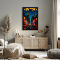 New York Cityscape Poster Modern Night Skyline Wall Art