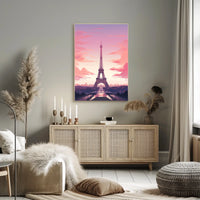 Parisian Sunset Serenity: Modern Travel Poster