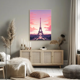 Parisian Sunset Serenity: Modern Travel Poster