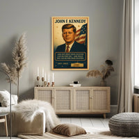 JFK Patriotic Vintage Poster with Inspirational Quote