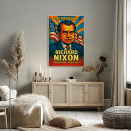 Richard Nixon 37th President of the United States Colorful Comic Book Style Poster