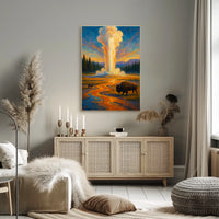 Nature's Grandeur Landscape Geyser Bison Poster