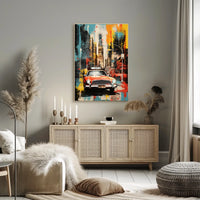 Stylized New York Cityscape Mid-20th Century Travel Poster