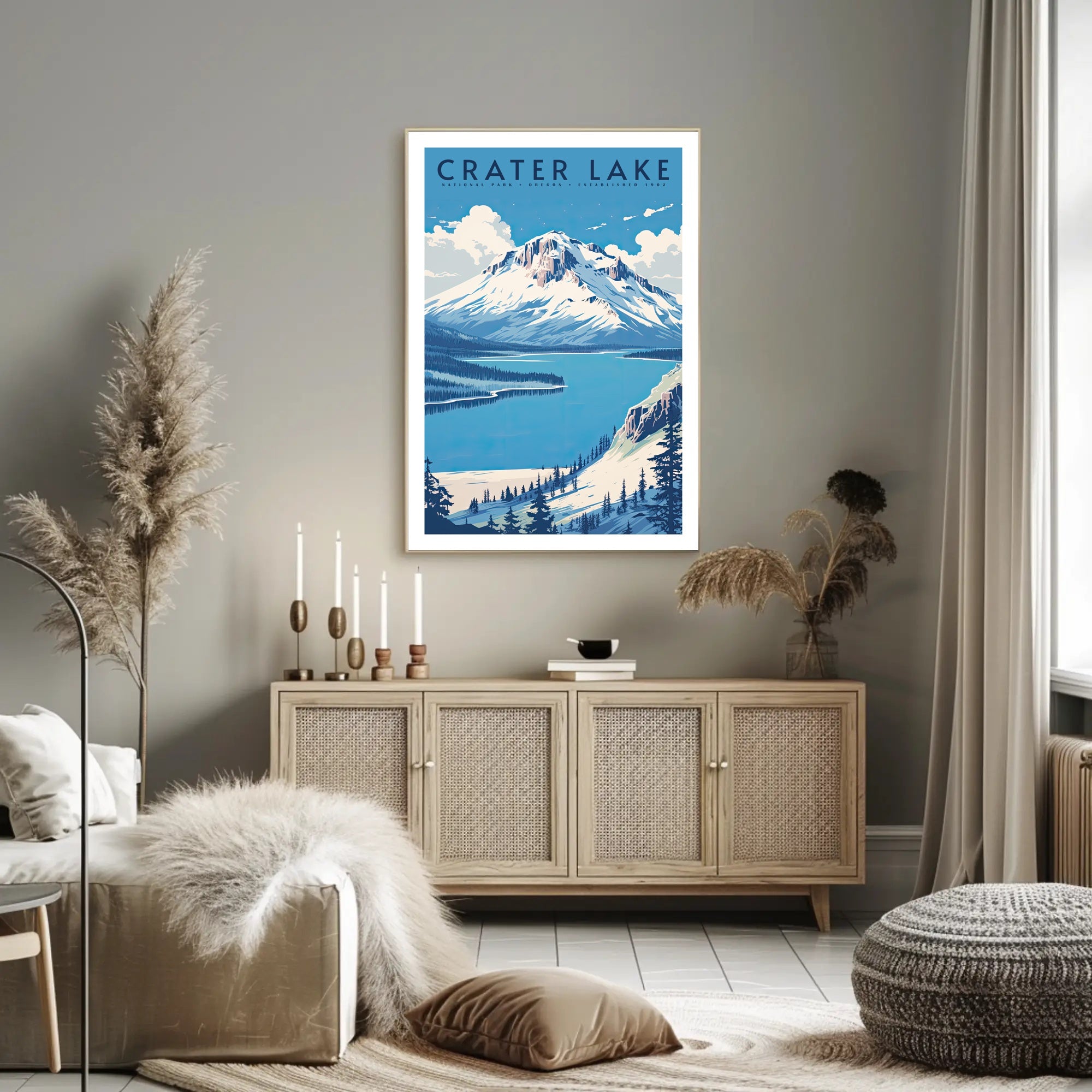 Crater Lake National Park Travel Poster Scenic Print
