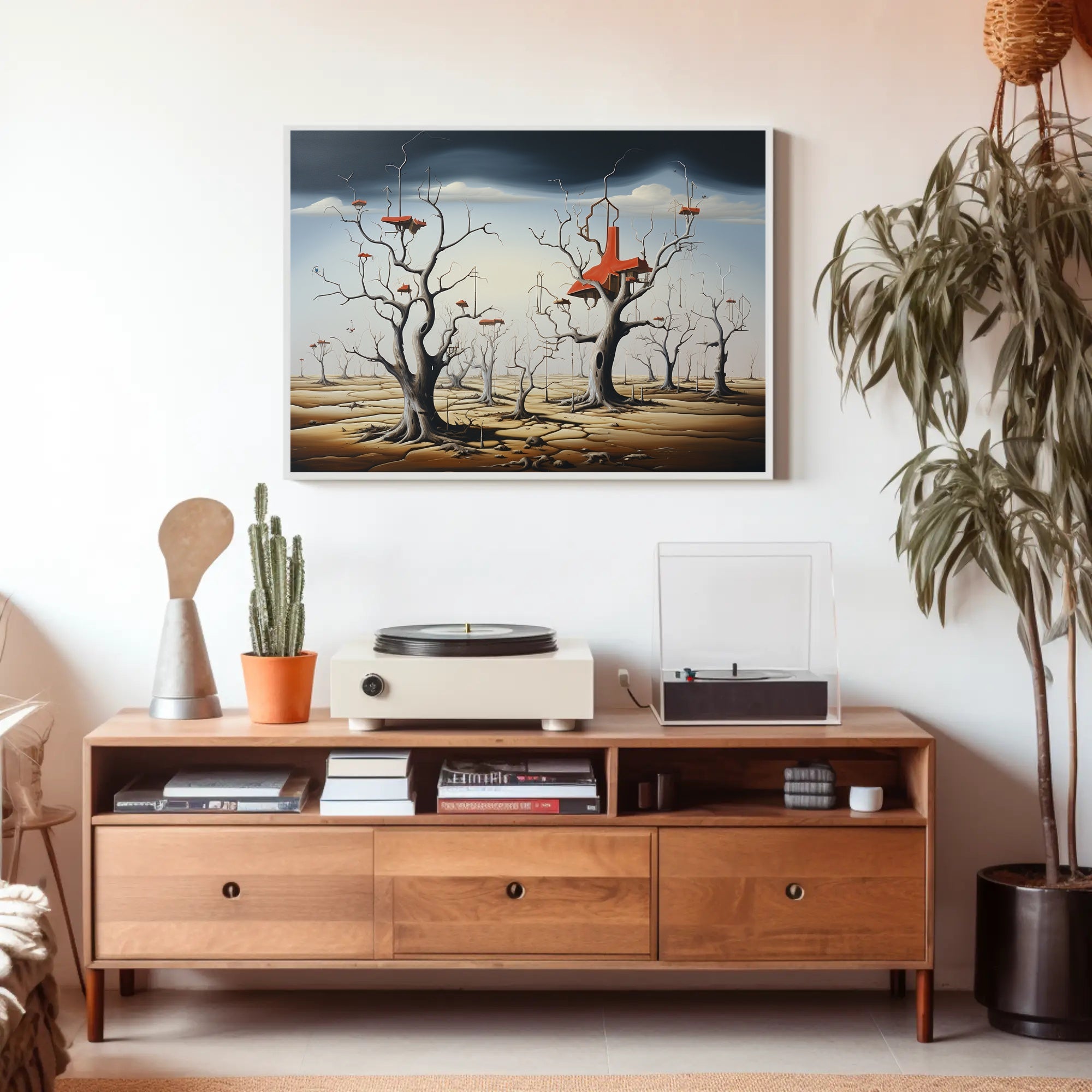Surreal Trees and Structures: Futuristic Sci-Fi Poster