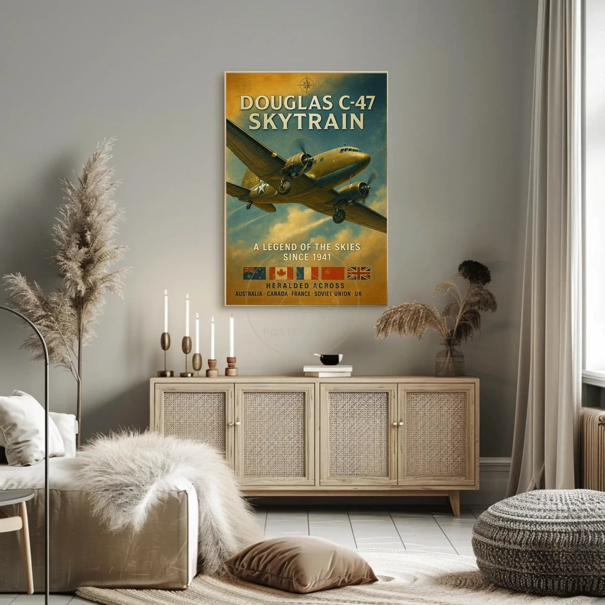 Douglas C-47 Skytrain WWII Vintage Poster