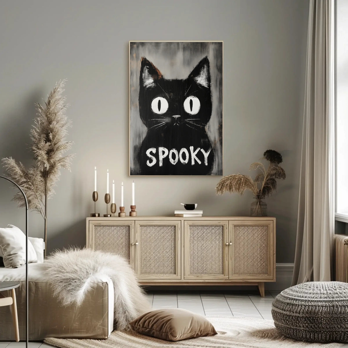Stylized Black Cat Minimalist Spooky Eerie Poster