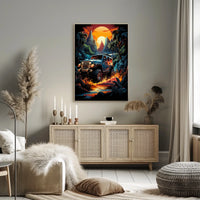 Adventurous Off-Road Tropical Landscape Art Poster