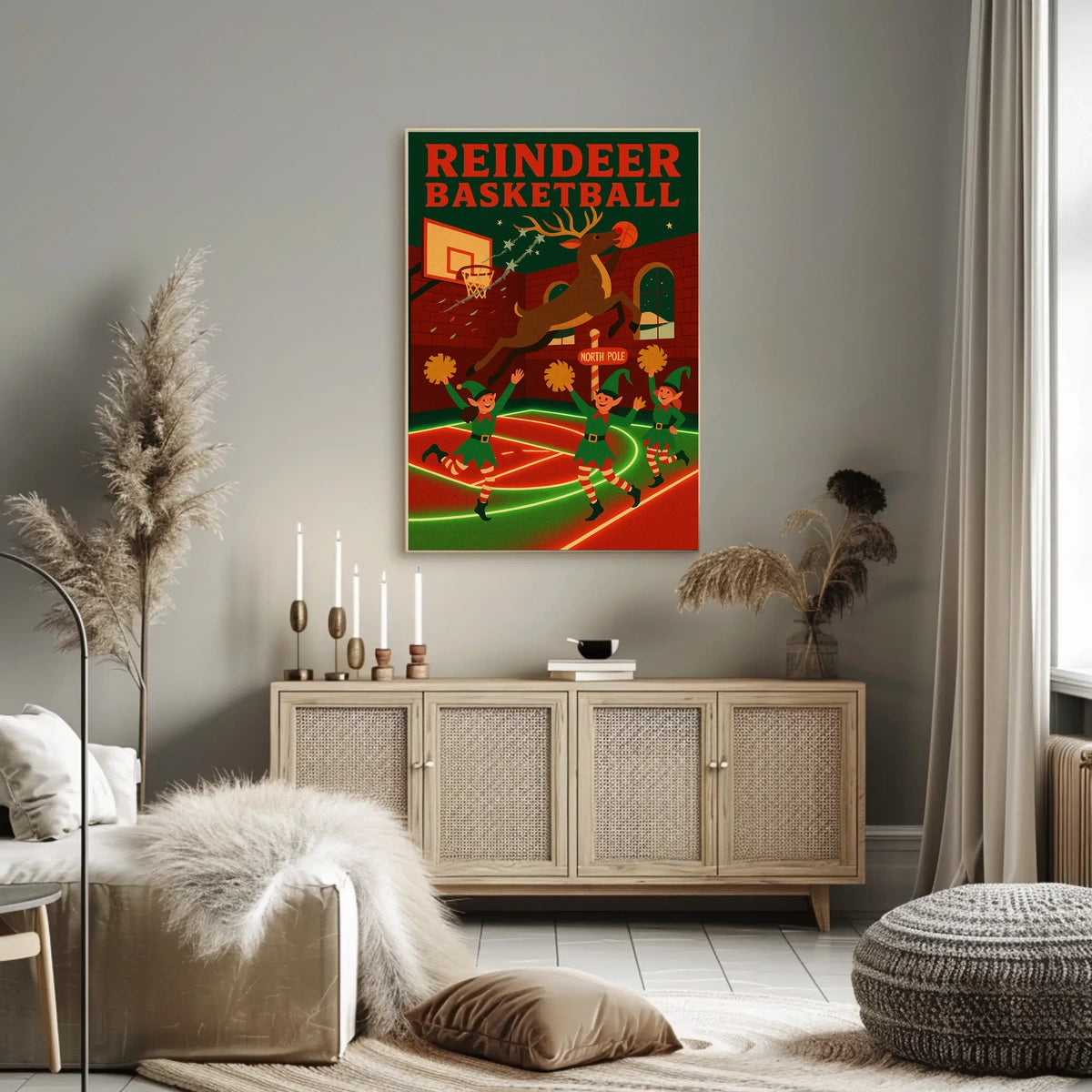 Reindeer Basketball Poster