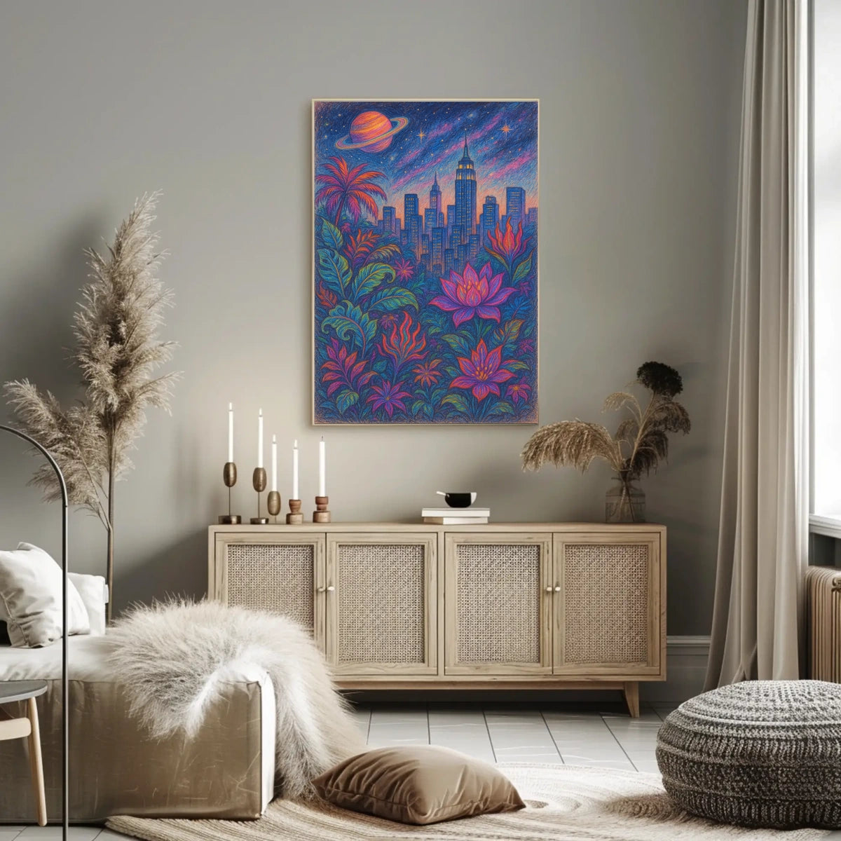 Cosmic Jungle Cityscape Poster