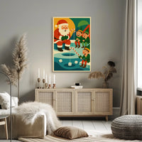 Santa's Whimsical Christmas Fishing Adventure Poster