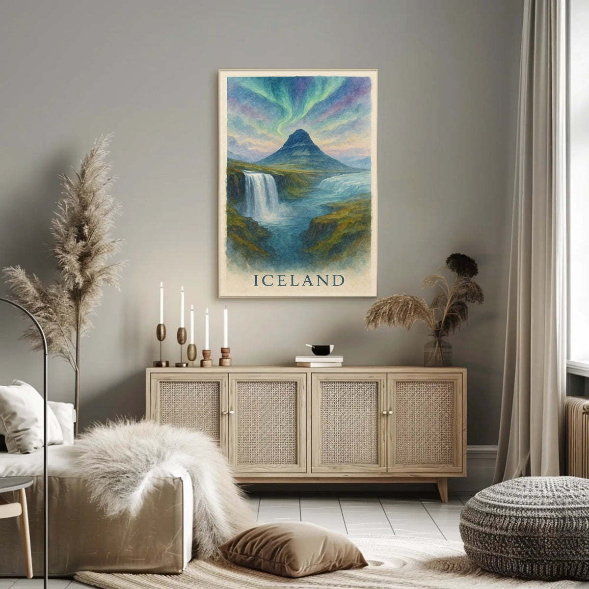 Enchanting Iceland Watercolor Poster