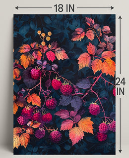 Raspberry Branches Illustration: Abstract or Artistic Poster