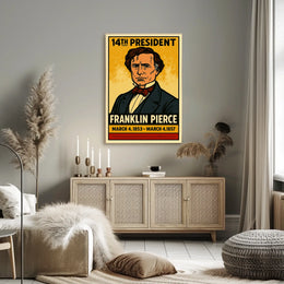 Franklin Pierce 14th President of the United States Inked Comic Style Poster