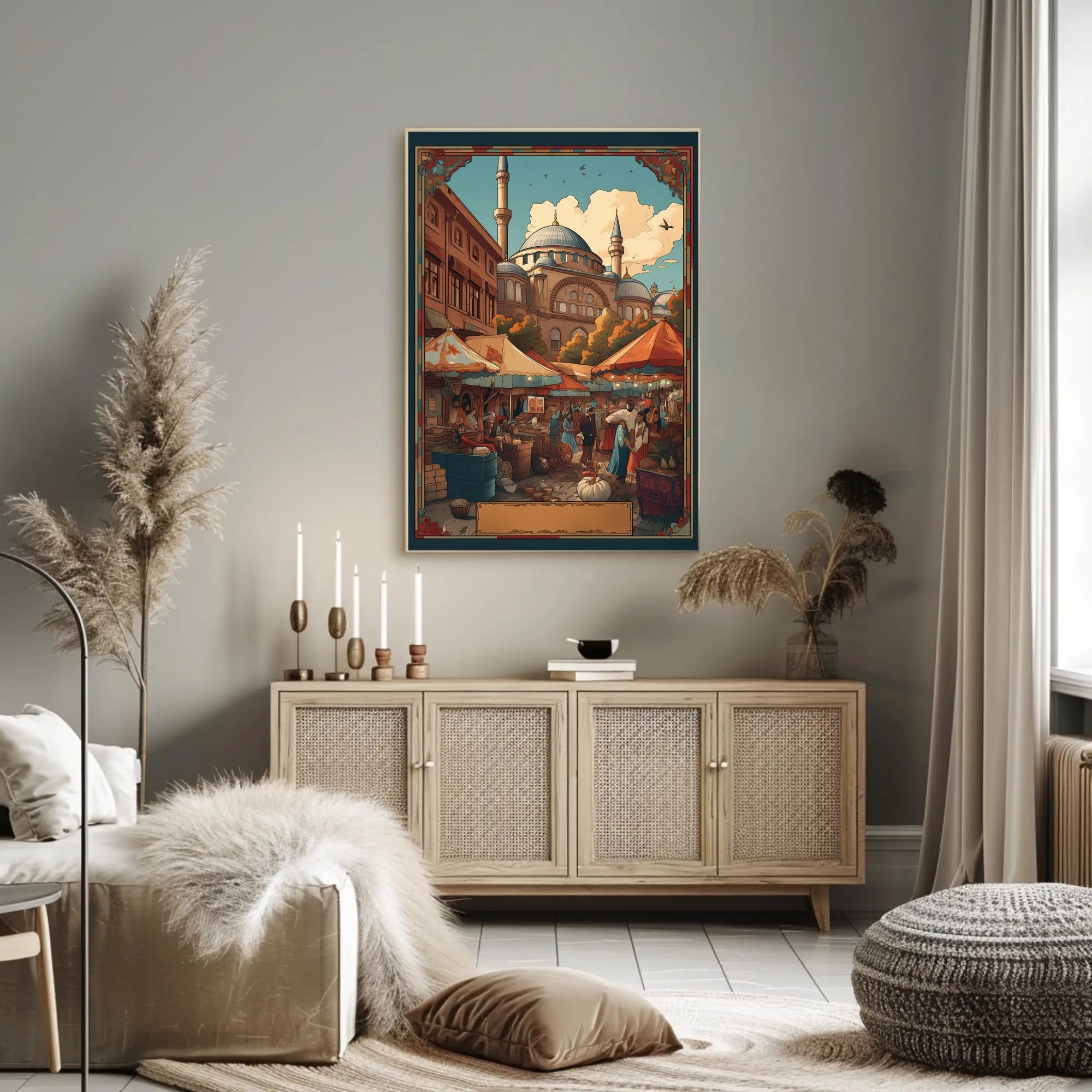 Bustling Market Scene Poster