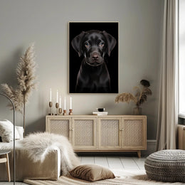 Portrait Of A Black Labrador Puppy Poster PosterGoat