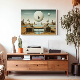 Surreal Desert Spheres Futuristic Sci-Fi Poster