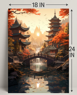 Tranquil Autumn In A Japanese Garden Poster