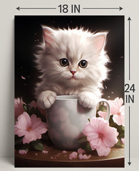 Kitten In A Cup Poster PosterGoat