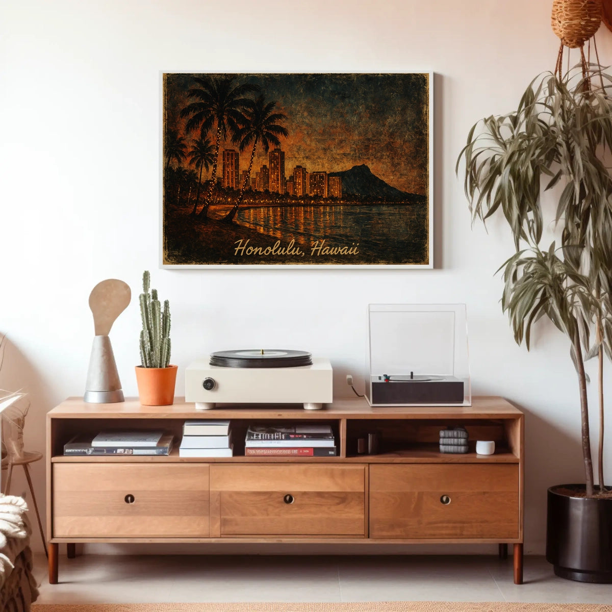 Honolulu Skyline Impressionism Travel Poster