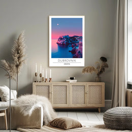 Dubrovnik Twilight Coast Travel Poster
