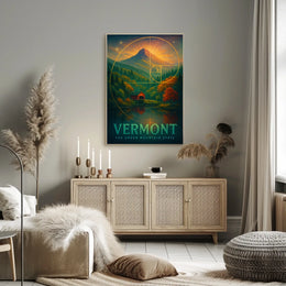 Vermont Landscape Mountain Forest Bridge Poster