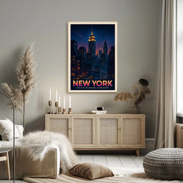 New York Nightscape Dreams Skyline Poster Modern Wall Art
