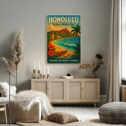 Honolulu Paradise Vintage Poster Tropical Adventure Art