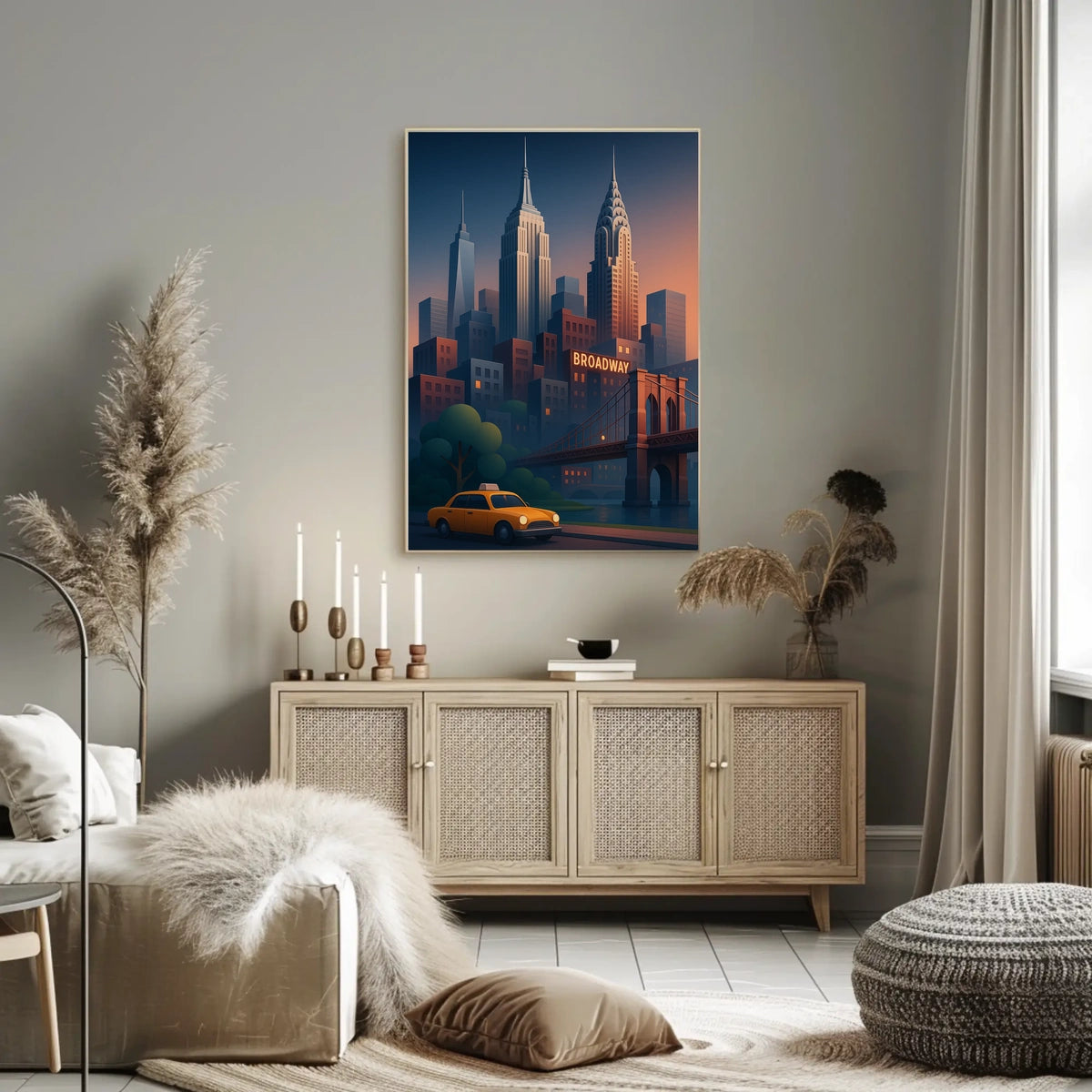 New York City Skyline Broadway Poster Modern Wall Art
