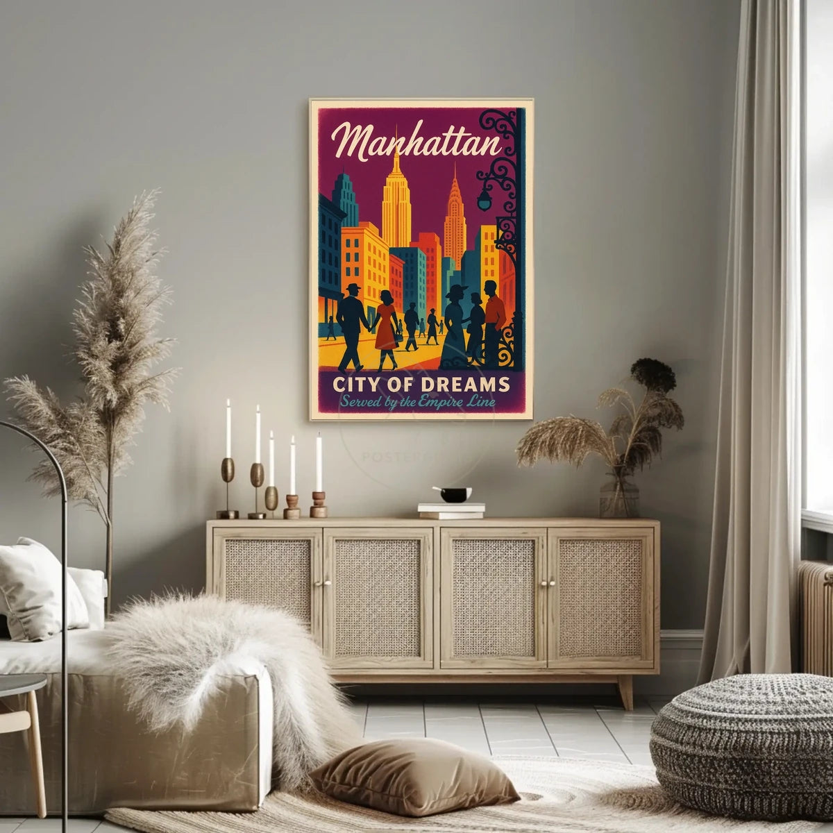 Manhattan City of Dreams Vintage Travel Poster
