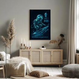 Cosmic Panther Surfer Poster Futuristic Neon Wall Art
