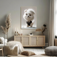 Cute Cartoon Dog in Suit Animal Poster PosterGoat