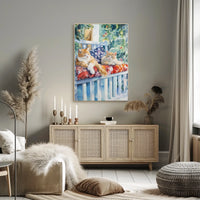 Two Cats Lounging On A Sunny Front Porch Swing Poster