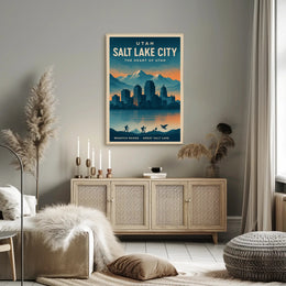 Salt Lake City Travel Poster Vintage Wall Art Print