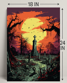 Eerie Graveyard At Dusk Poster