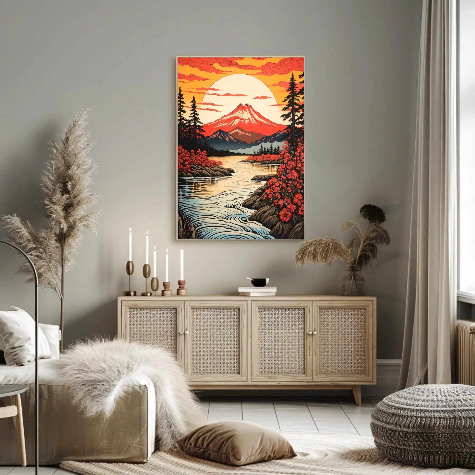 Majestic Mountain Sunset Poster PosterGoat