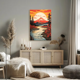 Majestic Mountain Sunset Poster PosterGoat