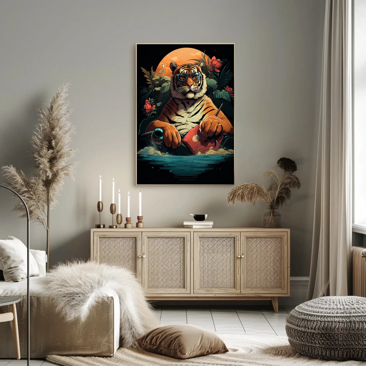 Cool Sunglasses Tiger Art Print Animal Poster
