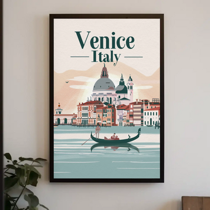 Venice Gondolas Italy Romantic Grand Canal Travel Poster